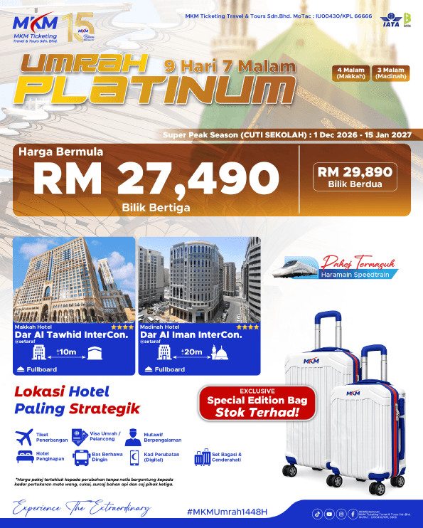 Pakej Umrah Platinum 9 Hari 7 Malam