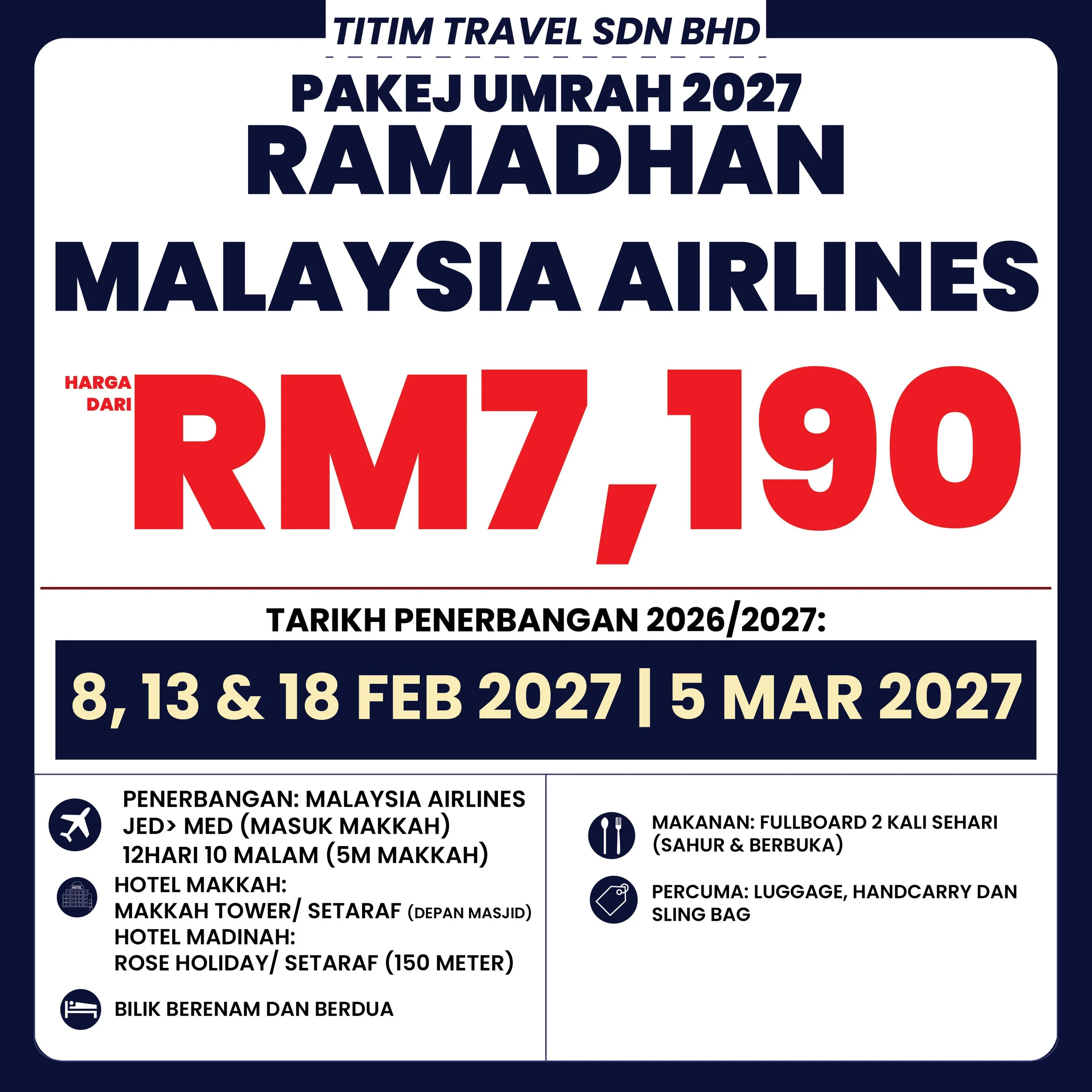Pakej Umrah Ramadhan Malaysia Airlines 2027