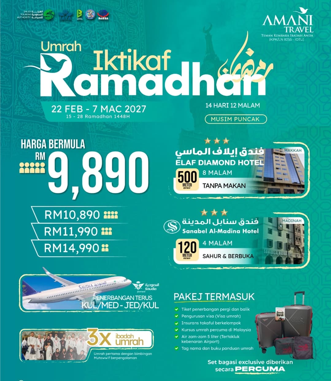 Umrah Iktikaf Ramadhan 14 Hari 12 Malam